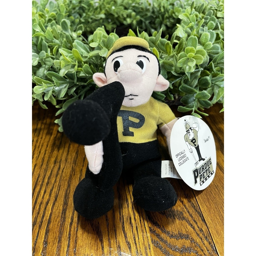 NCAA Purdue Pete Burger King Series #1 Beany Plush Gold Black‎ W/Tags Official